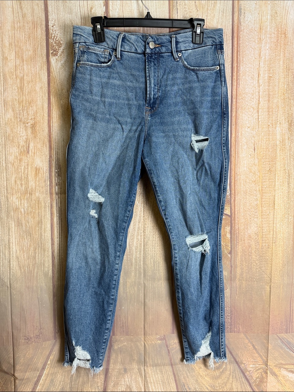 Good American High Rise Distressed Skinny Jean Size 6/28